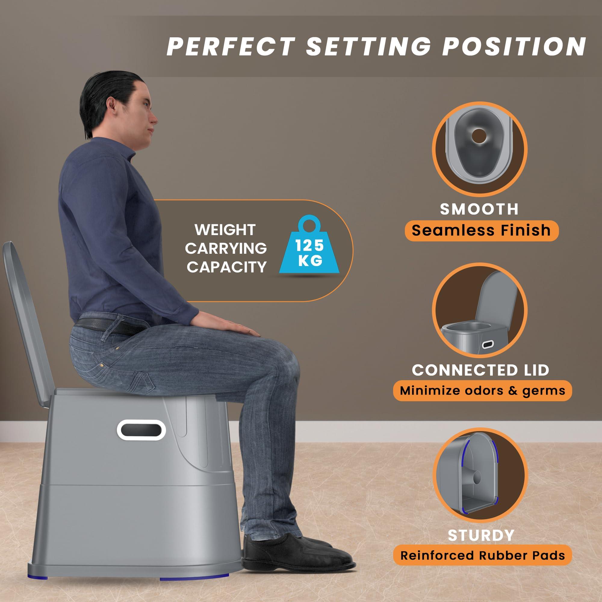 EASYCARE EASYCARE Heavy Duty Portable Indian to Western Toilet Converter | Commode Stool for Patients, Adults, Elderly, Kids, Handicap | Portable Toilet Seat | Toilet Chair I Capacity Upto 125 Kgs