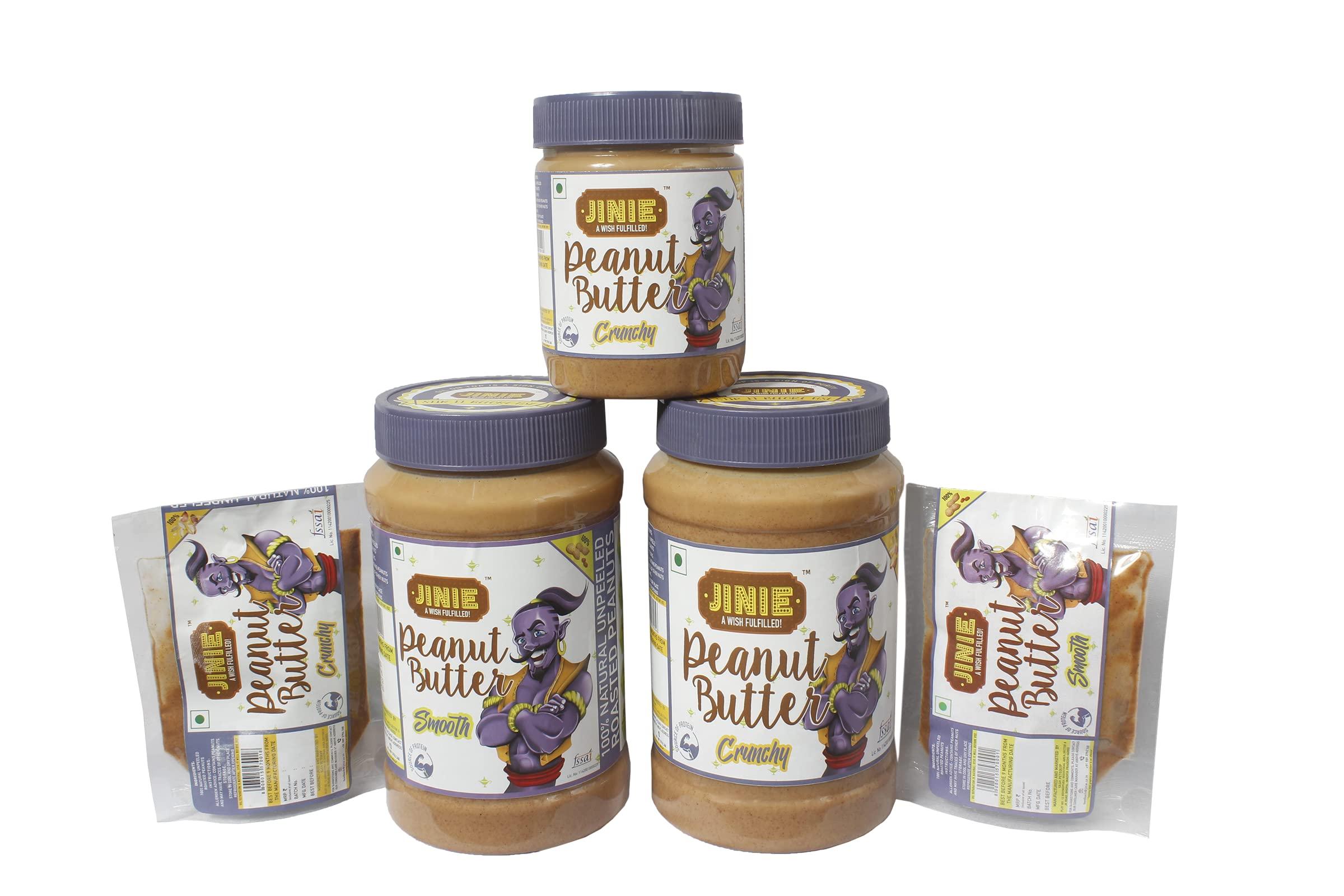 JINIE JINIE PEANUT BUTTER SMOOTH 1Kg | HIGH PROTEIN | 100% NATURAL UNPEELED ROASTED PEANUTS | NO SUGAR NO SALT | WITHOUT ANY PRESERVATIVES & ADDITIVES | VEGAN