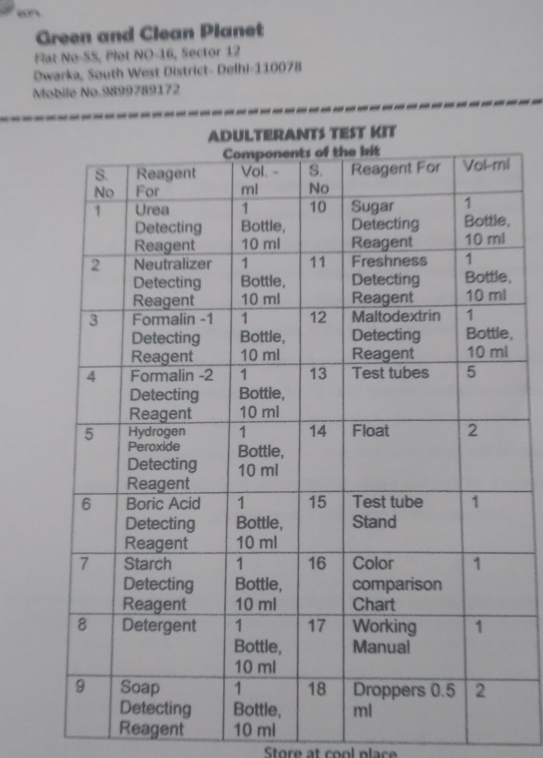 Generic GCP\'s Milk Adulteration Test Kit - A Eleven Tests Kit - 20 Tests of Each Adulterant.