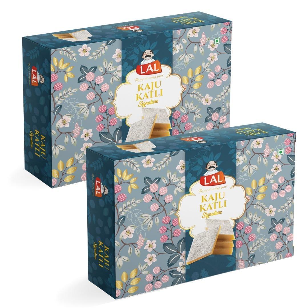 Lal Lal Sweets Kaju Katli 200gm (Pack of 2) | Authentic Indian Cashew Sweet in Diamond Form | Made with Desi Cow Ghee | Handcrafted Indian Traditional Sweets (Pack of 2)