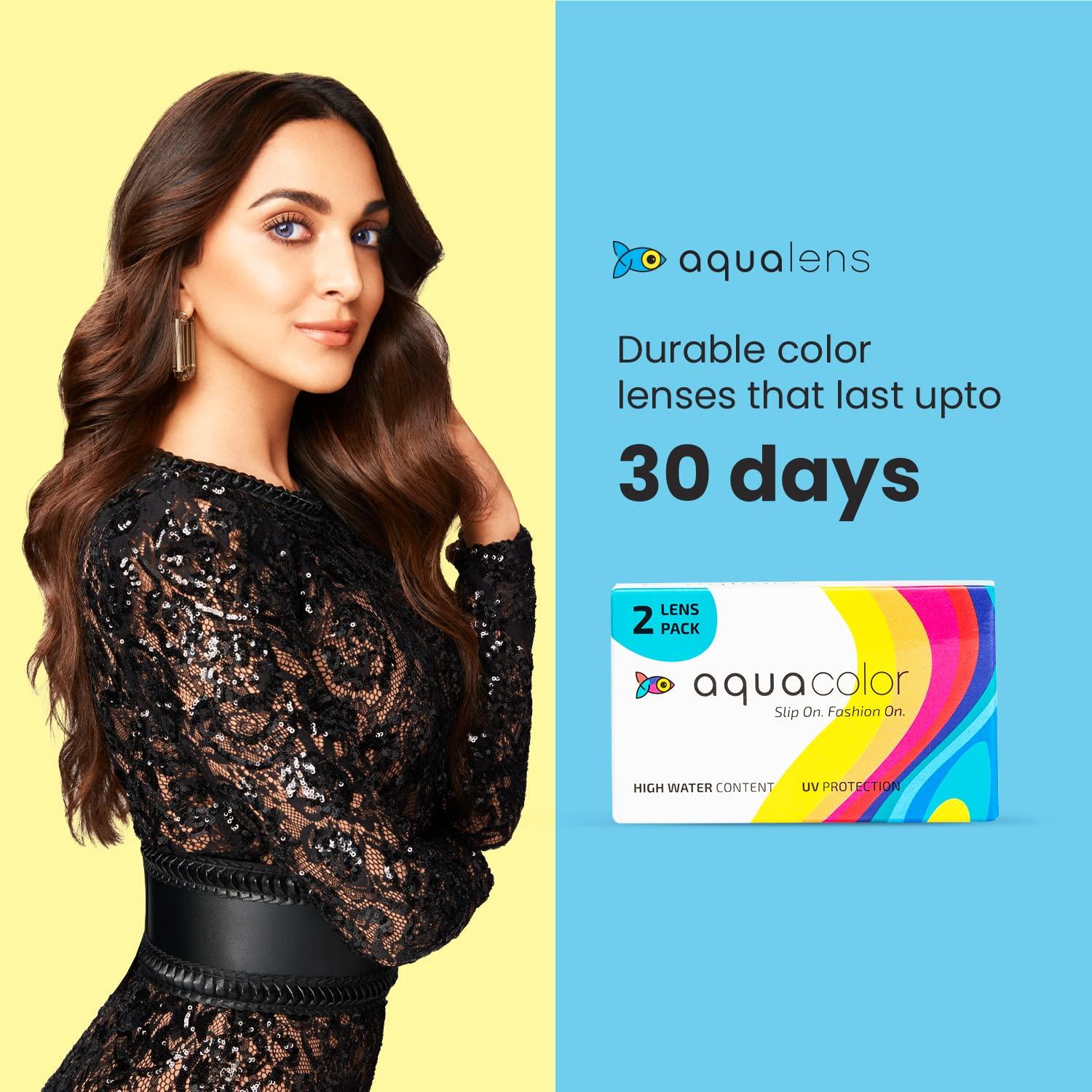 AQUALENS CONTACT LENSES AQUALENS CONTACT LENSES Aquacolor Monthly Disposable Colored Lenses With 0 Power-Venus Grey-(2 Lens/Box)