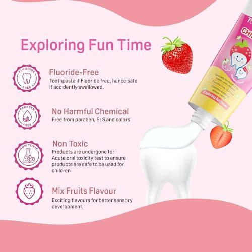Pigeon Pigeon Strawberry Toothpaste, For Babies And Children,Fluroide -Free,Sls Free,Color Free,Paraben Free, Ph Friendly,45 G, Deep clean