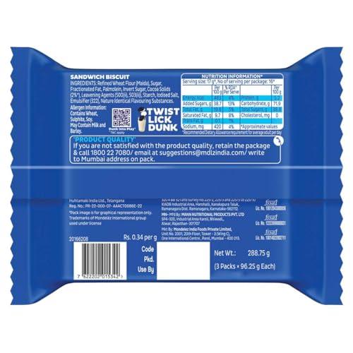 Oreo Oreo Cadbury Vanilla Flavour Crme Sandwich Biscuit, Pack Of 4 X 288.75 Gram Family Pack