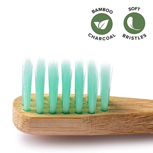 GREENZLA Greenzla Kids Bamboo Toothbrushes (6 Pack) | BPA Free Soft Bristles Toothbrushes | Eco-Friendly, Natural Bamboo Toothbrush Set | Biodegradable, Compostable & Organic Charcoal Wooden toothbrushes