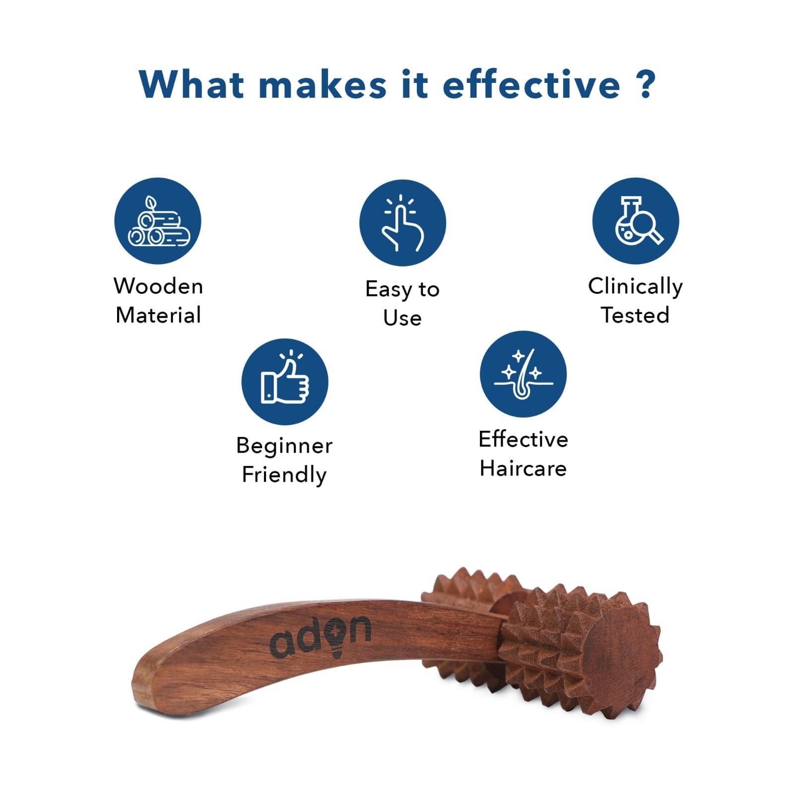 Adon Adon Wooden Roller Massager For Scalp | Blood Circulation | Acupressure Roller | Head Massager For Hair | | Promotes Hair Growth | Hair Scalp Care | Dandruff Removal for Men & Women
