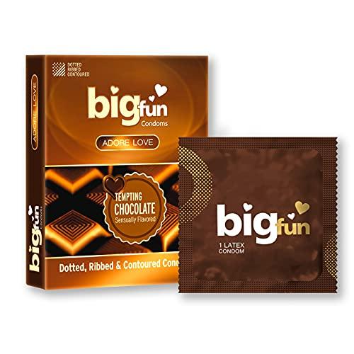 BIGFUN Bigfun Flavoured Condoms Combo Pack of 10(3Pcs Each Pack) | Dotted, Ribbed & Contoured Long Lasting Condoms For Men | Tempting Chocolate Flavored (Total 30 pcs)