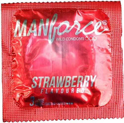 Manforce Manforce 3 in 1 Wild Ribbed Contour Dotted Strawberry Flavor Condoms (10 Condoms), Super Manforce XXXtra Dotted Litchi Flavor Condom With 1500 Dots Like As Extra Dotted Condom (10 Condoms)