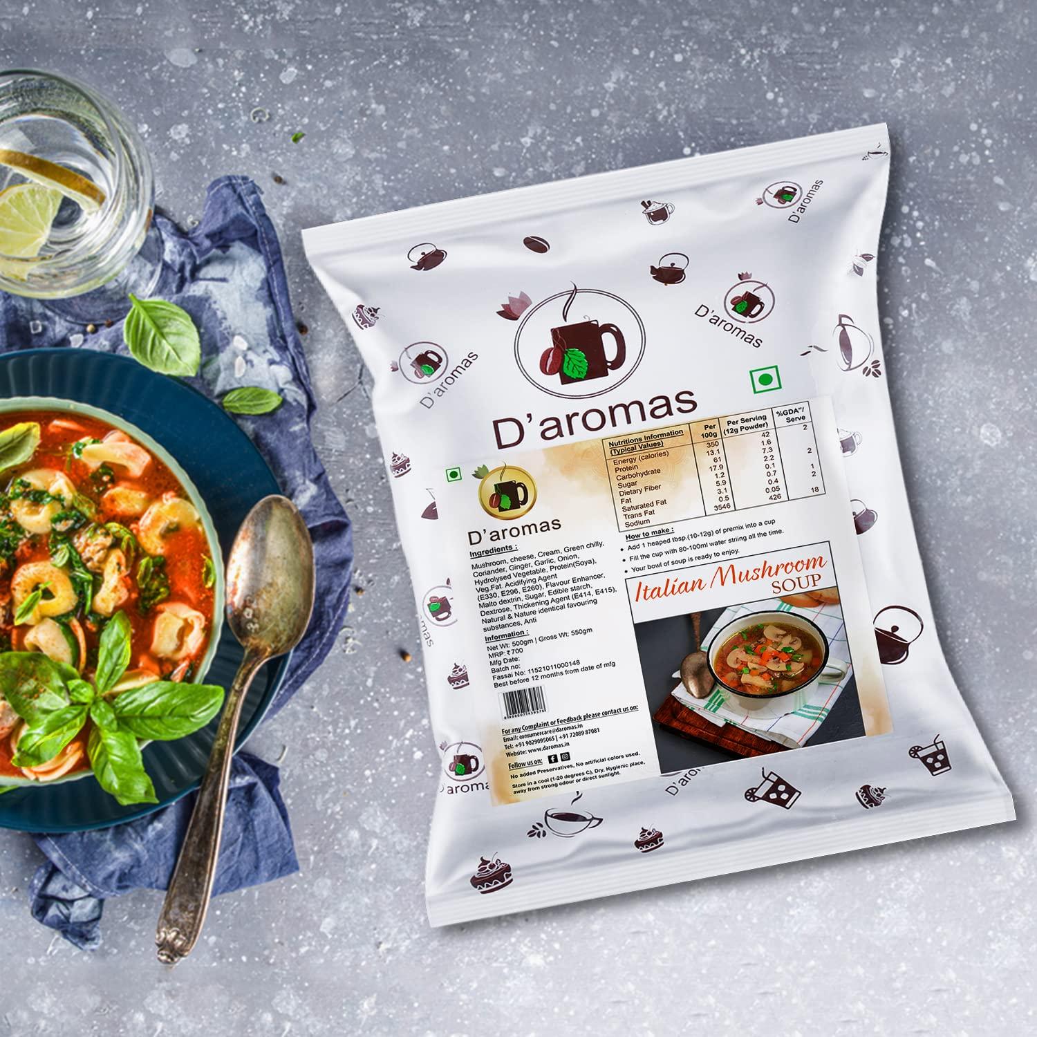 D'aromas D'aromas Instant Italian Mushroom Soup Premix 1kg, Instant Soup Mix Powder, Gluten Free & Healthy | No Artificial Flavour & Colour