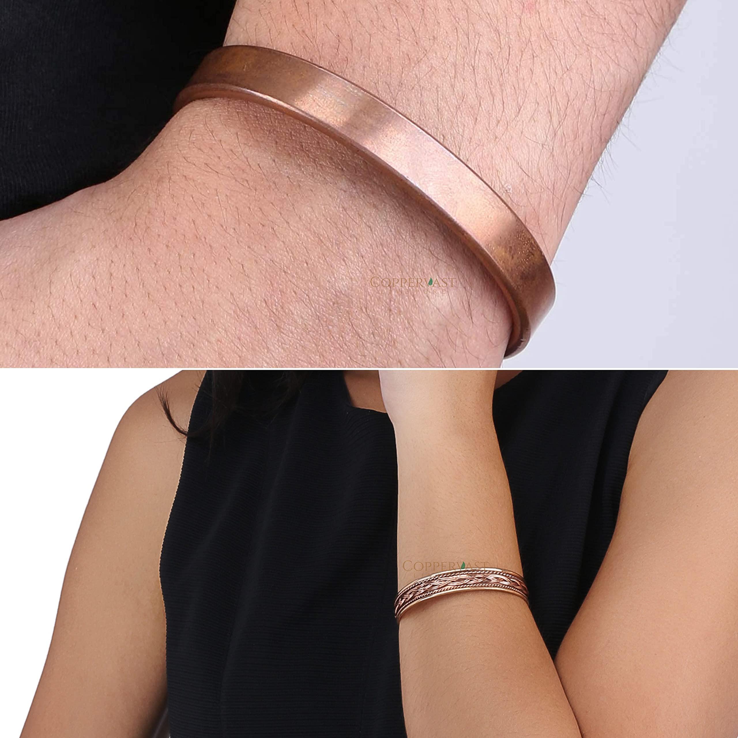 Coppervast Coppervast Bracelets For Arthritis - Therapy Magnetic Men & Women\'s With 6 Powerful Magnets Effective Natural Relief Joint Pain (Set Of 2 Plain Braided Inlay)