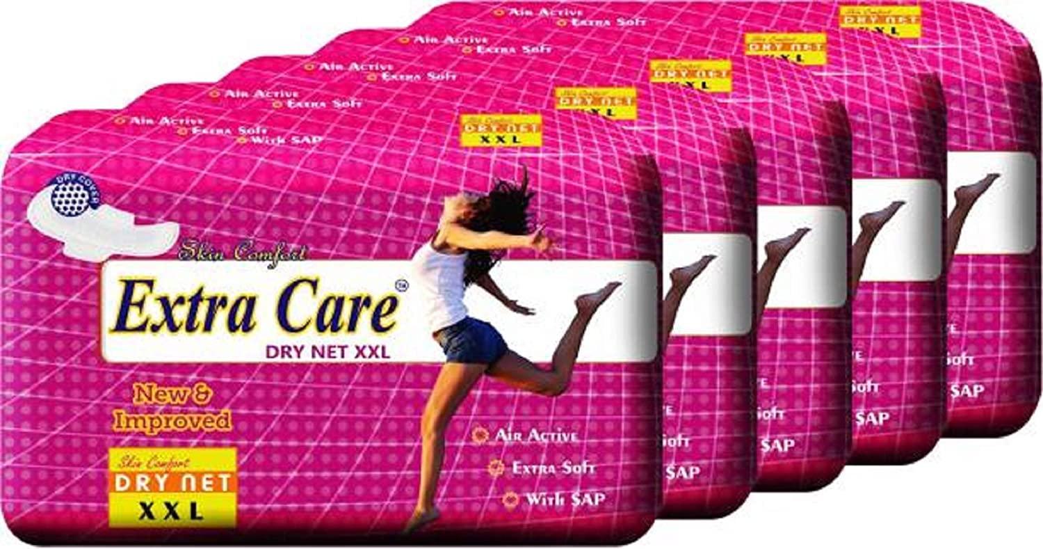 Alizee ALIZEE Extra Care Skin Comfort Dry net XXL Premium & Rich Sanitary Pads with Seven Layers Protection Hygienic and comfortable sanitary napkins (Pack of 12)