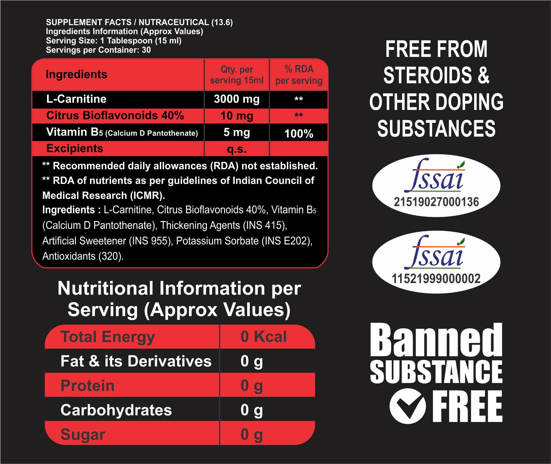 AM NUTRITION AM NUTRITION L-Carnitine 3000mg With Vitamin B5 | Zero Sugar, Zero Carb | Helps Convert Fat Into Energy | Pre & Post Workout Supplement For Men & Women- 450 Ml (30 Servings) (Blueberry)