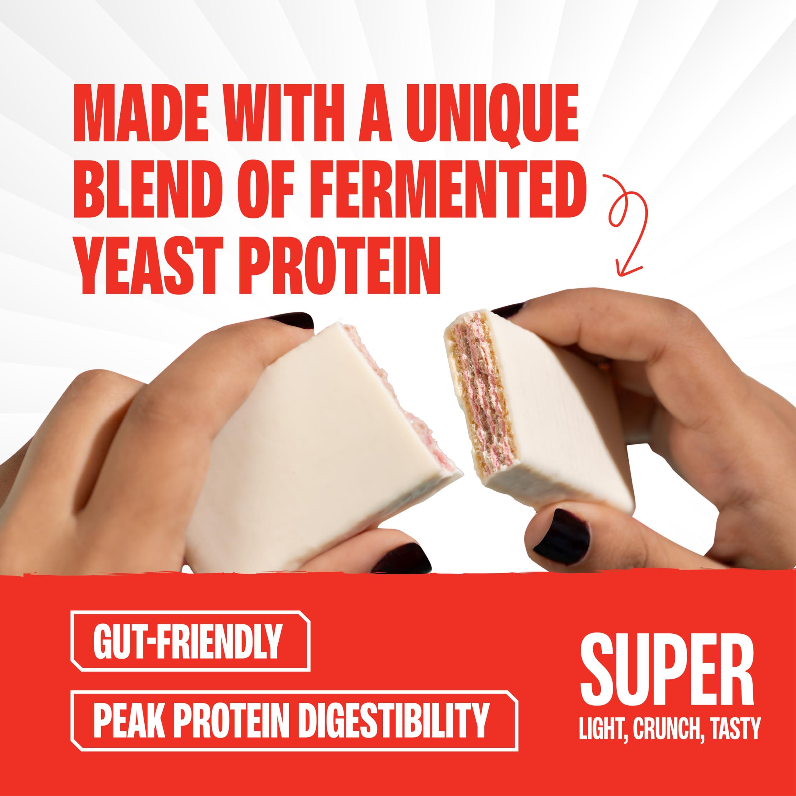 Superyou SuperYou Strawberry Protein Wafer Bars (Pack of 10)|10g Protein, 3g Fiber, No Added Sugar|Yeast Fermented Protein|Energy Bars|Crunchy Wafer Bar|100% Vegetarian|No Palm Oil|400g