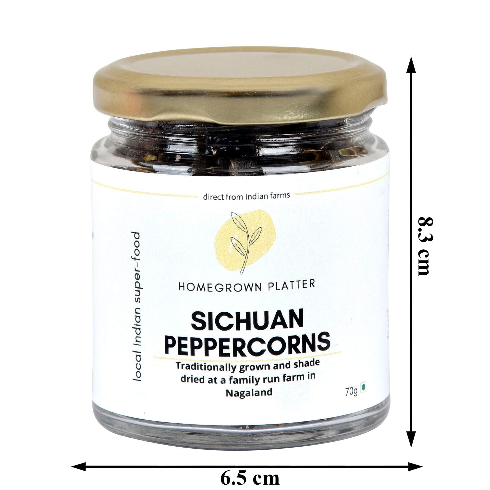 Homegrown Platter Homegrown Platter Organic Sichuan Peppercorn, Schezuan Peppercorns, Timur, Unique Citrusy-Spicy, 100% Natural Indian Variety, Chilli Oil & Chinese Five Spice Mix - 70g
