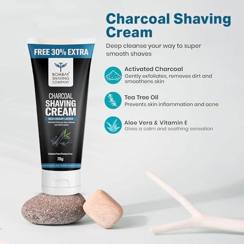 Bombay Shaving Company Bombay Shaving Company Premium Shaving Kit For Men | Charcoal Face Scrub, Charcoal Shaving Cream, Post Shave Balm, Neem & Charcoal Bath Soap, Face Towel | Travel Bag | Shaving Kit | Travel Kit For Men