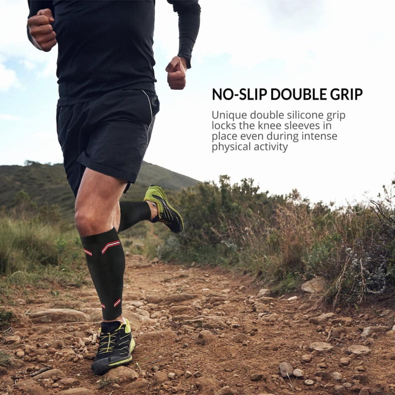 NEVER QUIT NEVER QUIT Calf Brace Shin Splint Compression Lower Leg Wrap Support for Torn Calf Muscle, Strain, Sprain, Pain Relief, Tennis Leg, Injury for Men and Women (Large, Black)