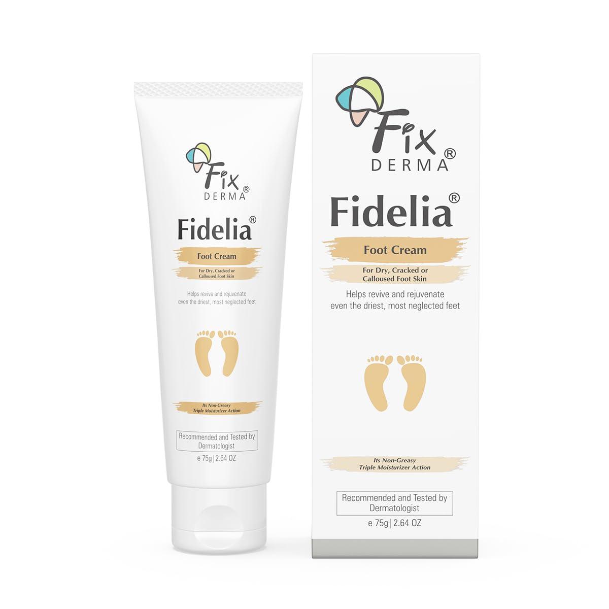 FIXDERMA Fixderma 5% Lactic Acid, 15% Urea, 3% Glycerine Fidelia Foot Cream For Dry & Cracked Feet, Moisturizes and Soothes Feet, Heel Repair Paraben & Sulphate Free, All Skin Types 75gm