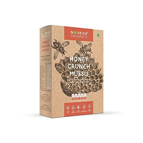 Nourish Organics Nourish Organics Honey Crunch Muesli, 300g Pack | Healthy and Nutritious Breakfast Cereals with Whole Nuts | No Refined Sugar | Clean Label