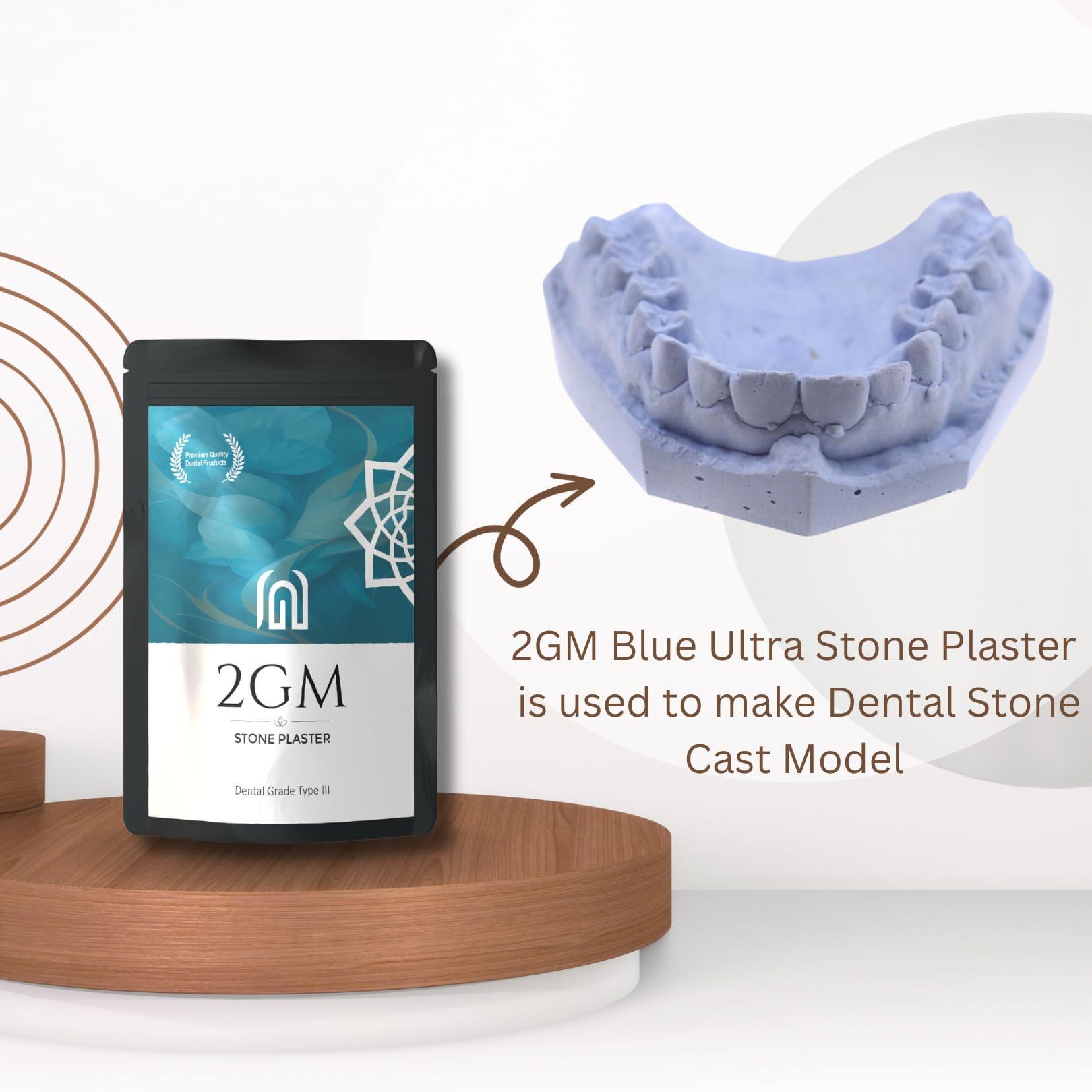 2GM 2GM Dental Blue Ultra Stone Powder for Prosthetic Teeth Making, Used for Study, Casting Models & Dentist Laboratory Operations, Idols Leg/Hand Casting, Gypsum Powders, Type III, Pack of 1 (3 Kg)