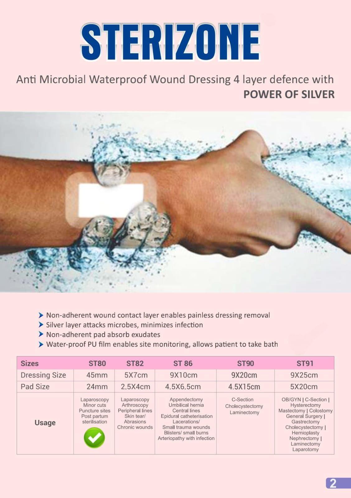 DYNAMIC TECHNO MEDICAL STERIZONE ST 80,Dressing Pad,STERIZONE DRESSING PAD,sterizone waterproof bandage PACK OF 25