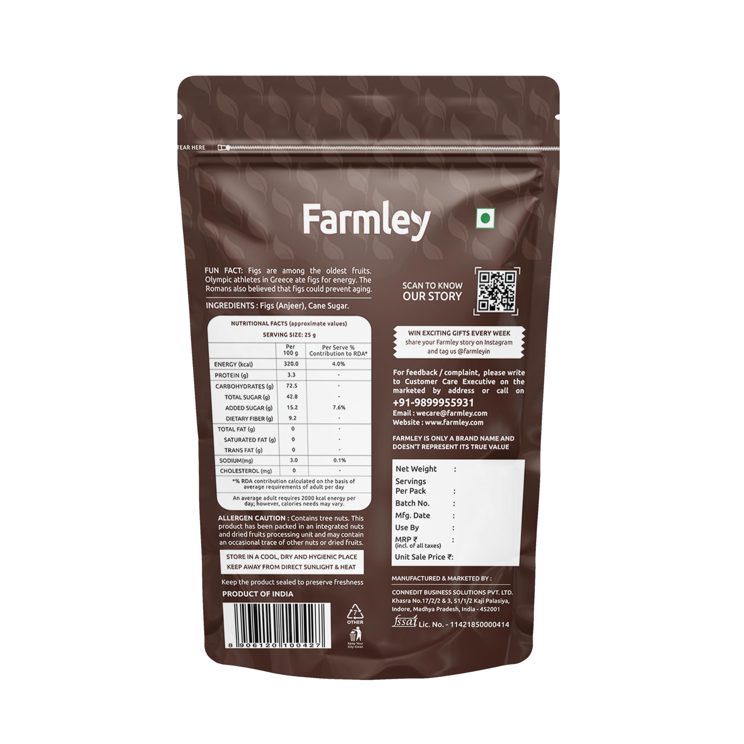 Farmley Farmley Premium Anjeer Dry Fruit | 200g Each | Anjeer, Figs Dry Fruits, Figs, Dried Fig, Dry Figs, Afghani Anjeer, Dry Anjeer, Dried Anjeer, Rich Source of Vitamins Dietary Fiber (Pack of 5)