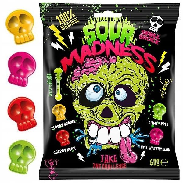 Sour Madness Sour Madness Skull Shape Candy Extreme Sour Take The Challenge 60g (Imported)