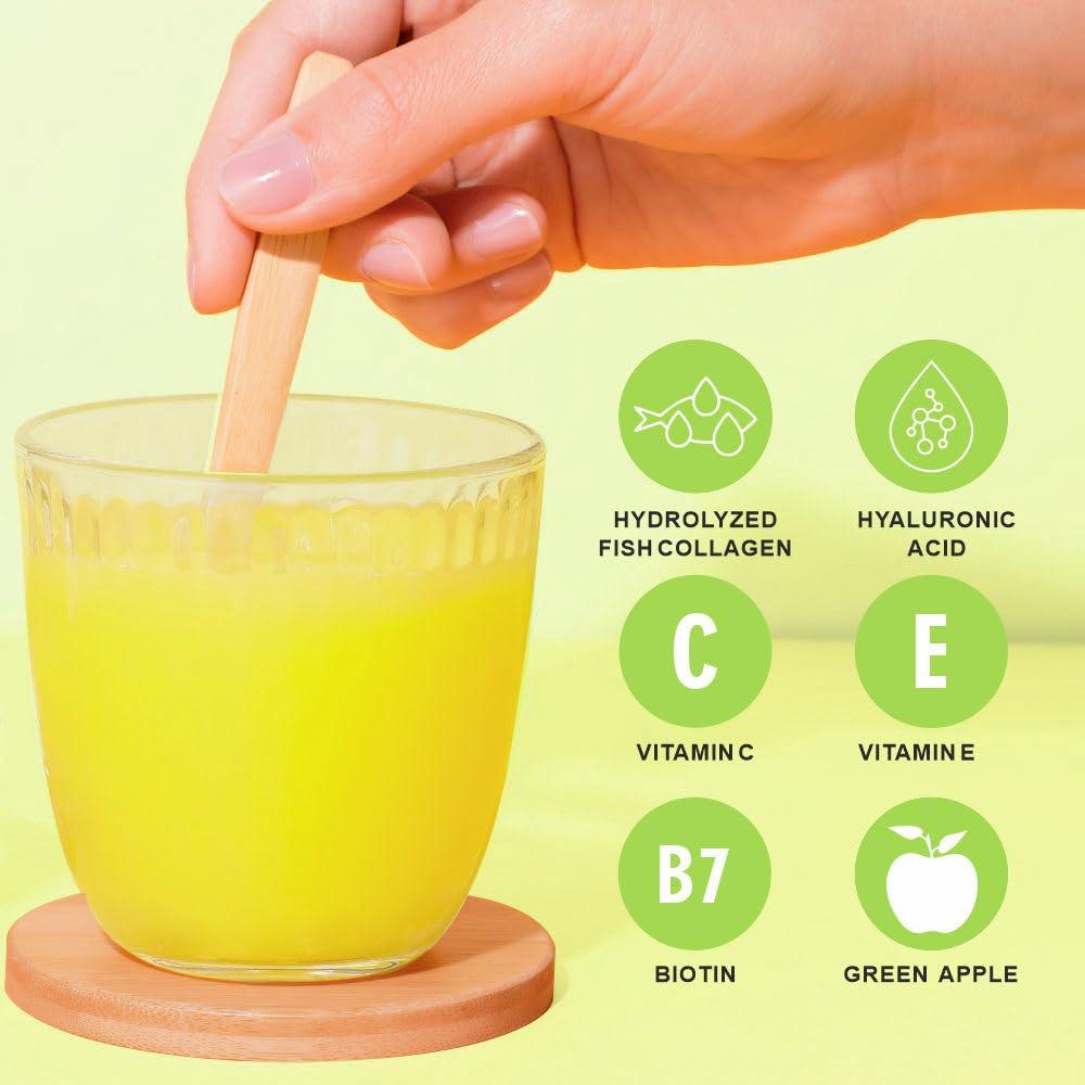 Carbamide Forte Carbamide Forte Marine Collagen Powder Supplement - for Skin Fish Collagen Powder for Women & Men - 200g Powder - Green Apple Flavour