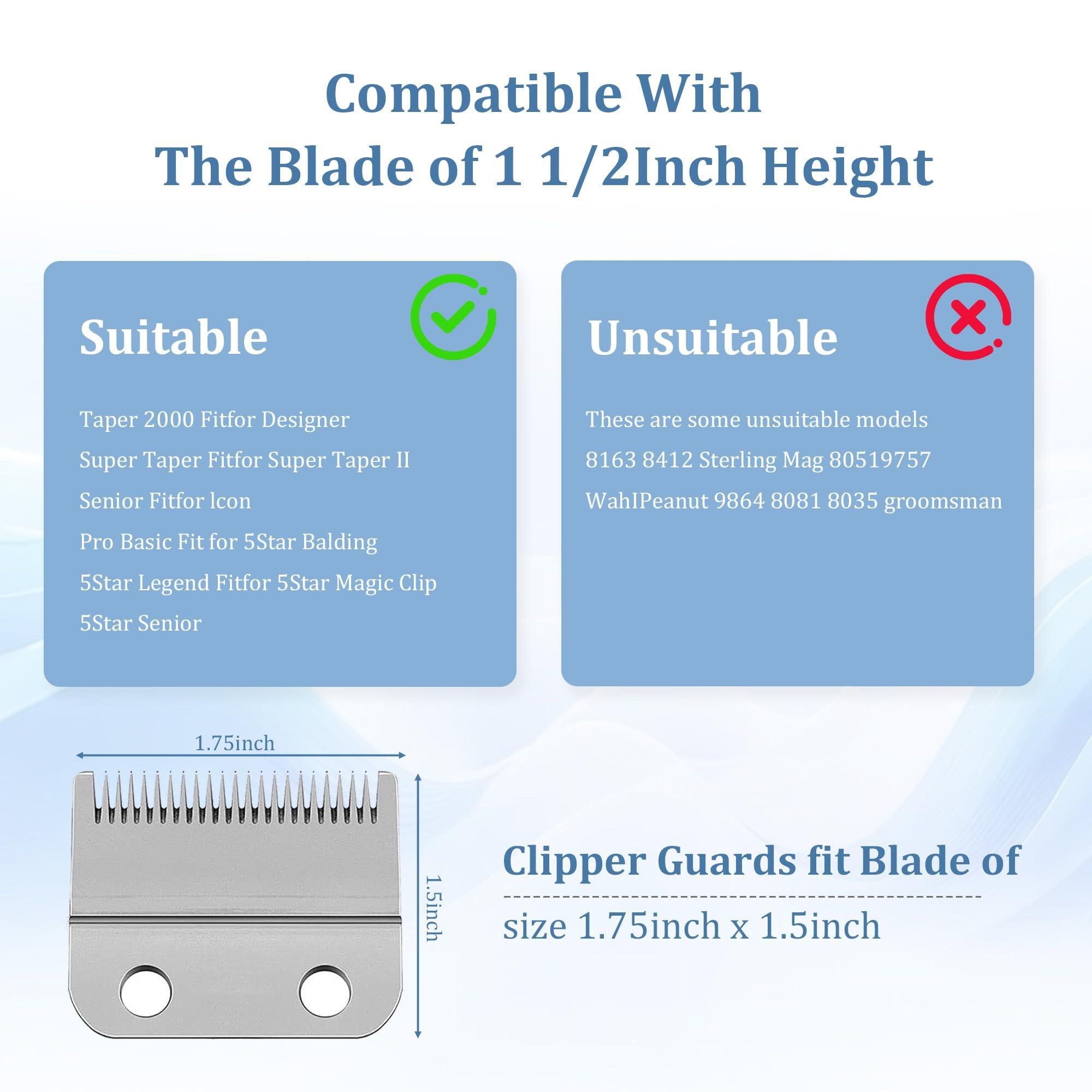 CR8GR8 Professional Hair Clipper Combs Guides, Hair Clipper Guards 1 & 1/4" 1 & 1/2" 2", Mega NO.16 NO.12 NO.10 fits for Most Wahl Clippers (NO.10+NO.12+NO.16, White)