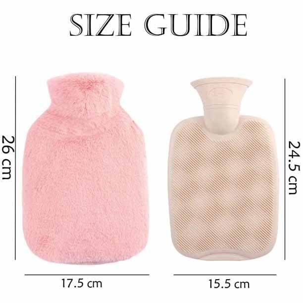 SKOFRI SKOFRI Hot Water Bottle,Hot Water Bottles with Covers 1 Pack Luxury Cosy Faux Fur Pom Pom Cover Soft Fluffy 1 L for Hand Feet Warmer,Neck and Shoulder Heating Pad For Pain Relief(Pink)