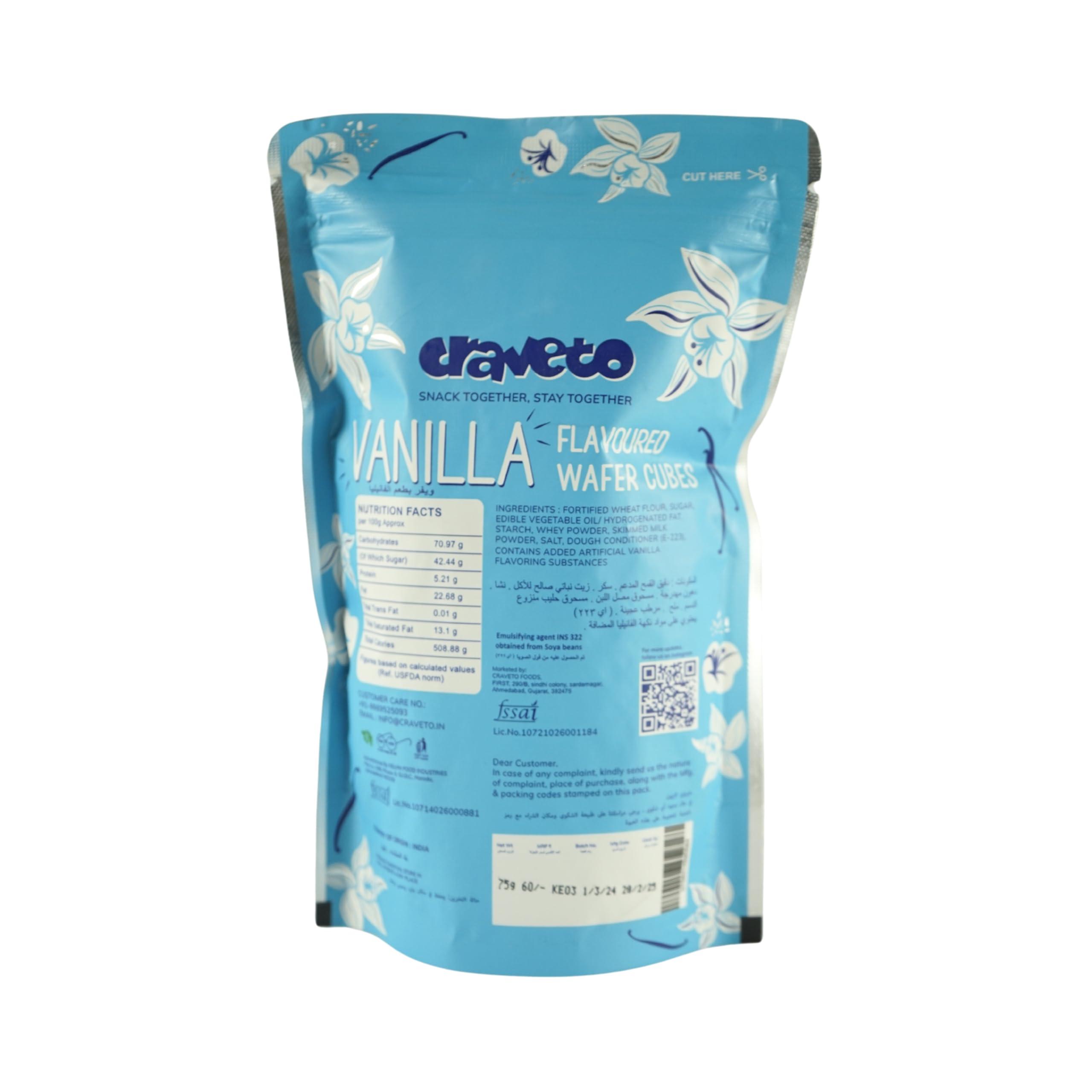 Craveto Craveto Vanilla Wafer Biscuit Cubes | Wafer Layered with Vanilla Cream | 75g