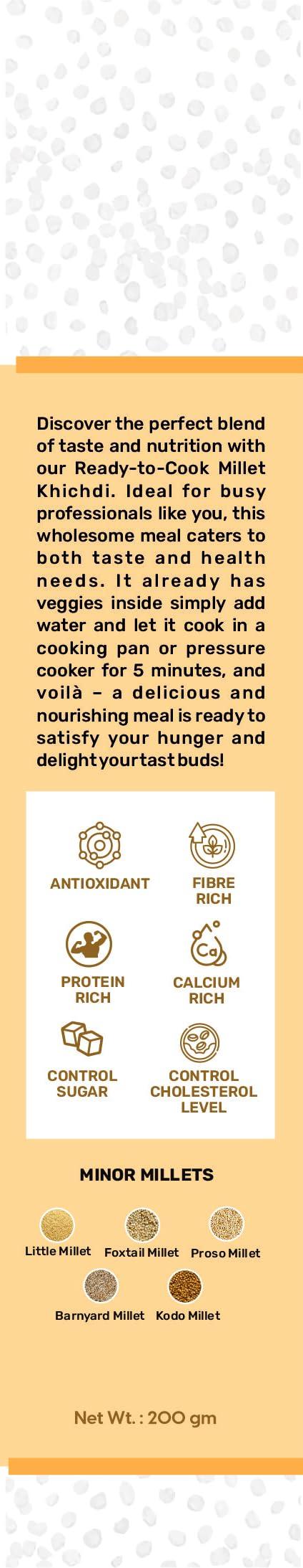 Milletable Milletable Instant Upma & Khichdi Mix - Healthy & Tasty Breakfast, Ready to Cook, Pack of 2 (200g each) - Nutritious Millet Blend for Quick Meals