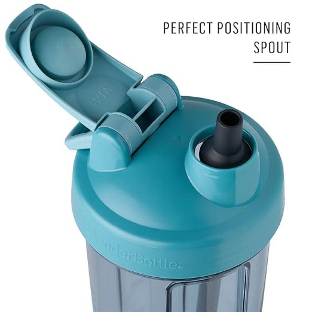 Blender Bottle Stay-In-Bottle Reusable Silicone Straws for BlenderBottle Shaker Bottles, Black and Blue (2 Pack)