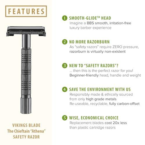Vikings Blade VIKINGS BLADE The Chieftain JR Double Edge Safety Razor, Meteorite Gray (Slim & Mild)