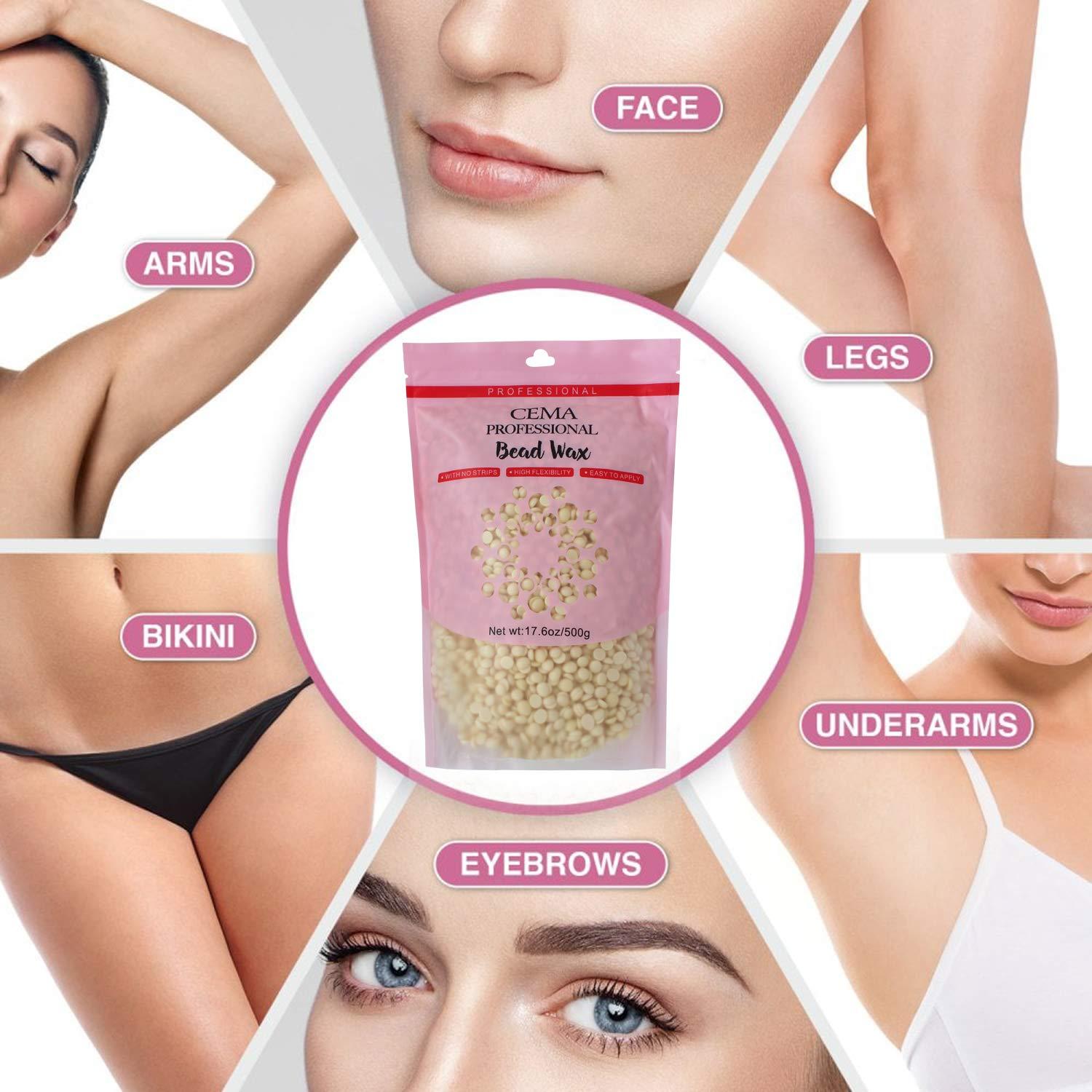 CEMA CEMA Bead Honey Wax for Bikini and Face Painless Hair Removal | Removes Tan, brightens & moisturizes skin | For Arms, Legs, chest (500gm)