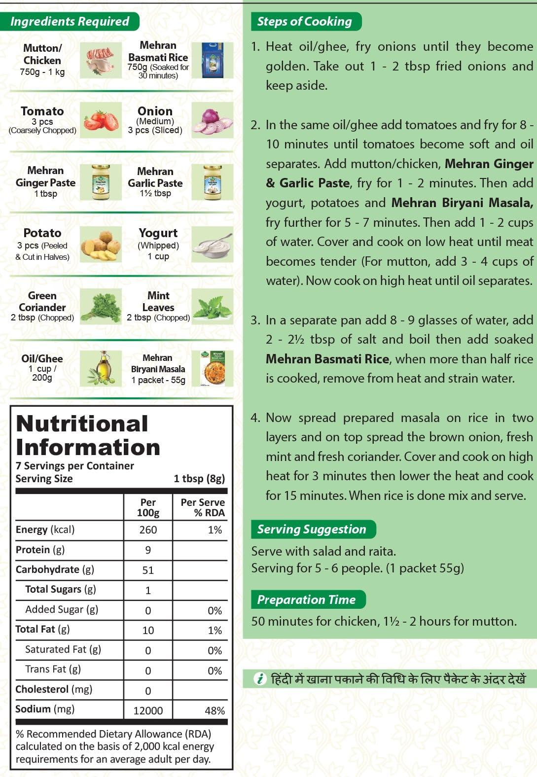 Mehran Mehran Biryani Masala ,55 Gms (Pack Of 4 ),Turmeric