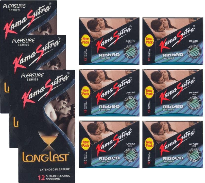 KamaSutra Kamasutra Longlast (3PC), Ribbed (6PC) - UPFK200275 Condom (Set of 9, 12 each, 108 Sheets)