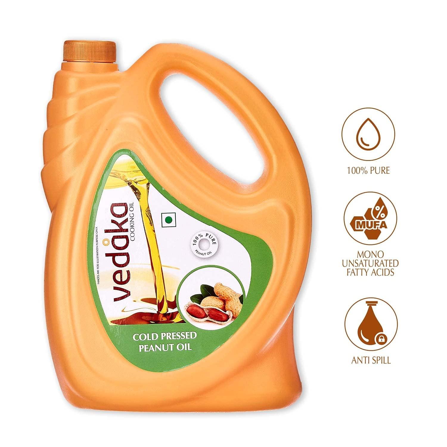 Amazon Brand - Vedaka Amazon Brand - Vedaka Cold Pressed Groundnut (Peanut) Oil, 5 liters Material : vegetarian & Amazon Brand - Vedaka Cardamom (Elaichi), Small, 50g