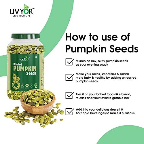 LIVYOR LIVYOR Roasted Pumpkin Seeds, Lightly Salted, Full of Protein and Fiber Rich Superfood, High in Magnesium, 1kg