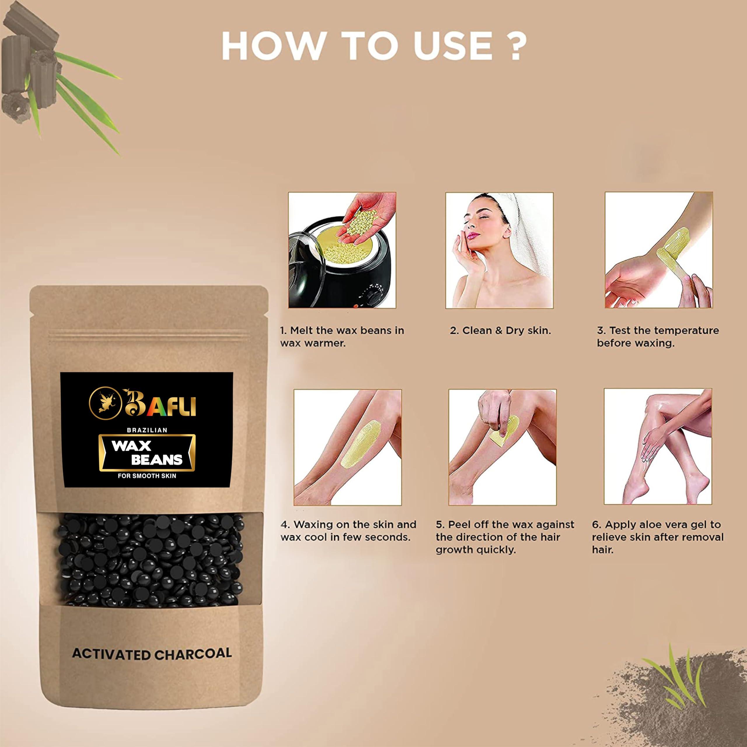 BAFLI BAFLI Activated Charcoal Hard Wax Beans Depilatory Wax (200gm, Black)