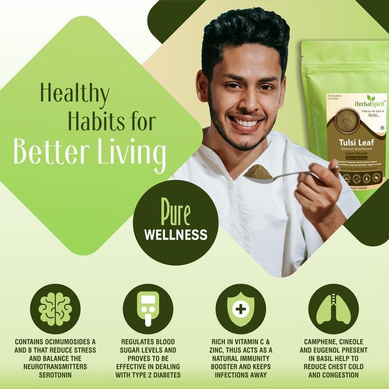 HerbalSpirit Herbal Spirit Tulsi Powder for Drinking, 900gm | Tulsi Powder for Eating | Tulsi Powder Organic for Eating | Tulsi Powder for Tea | Tulsi Leaves Powder | Thulasi Powder | Tulsi Powder Organic |