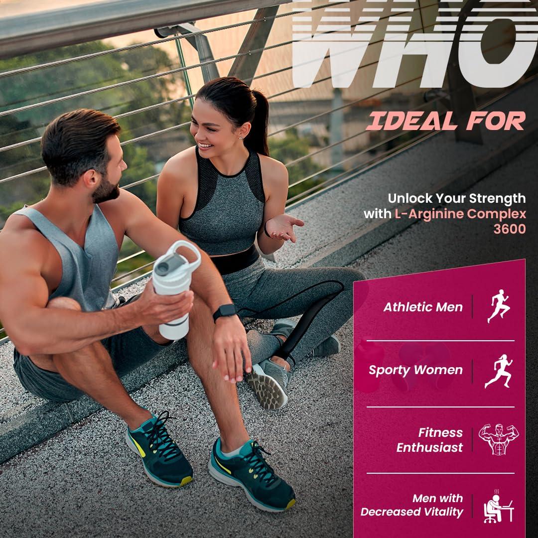 Naturyz NATURYZ Triple Strength 3600mg L-Arginine Complex | Bioactive form Arginine AKG & HCL for better absorption | Improves Pump & Performance | Ideal Pre-workout Supplement - 50 Tablets