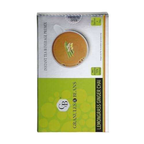 GnB GRANULES n BEANS Granules n Beans Lemongrass Ginger Chai Instant Tea Premix - (10 Sachet x 14g = 140g) (Pack of 2)