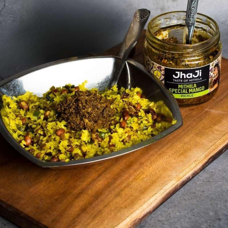 JhaJi - Taste of Mithila JhaJi - Taste of Mithila Special Mango Pickle|Bihari Style Aam Ka Achaar|Tangy & Spicy|Masaledaar & Khatta|1-Inch Mango Pieces|Sun-Dried. No Artificial Preservatives & Colors|Bihari-Style Pickle,250G