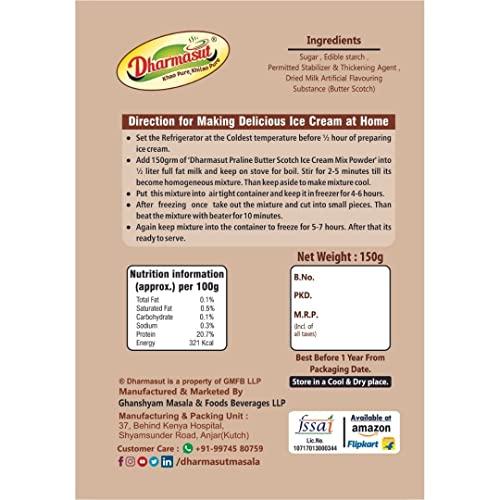 Dharmasut Premium Butterscotch Instant Ice cream Premix Powder Extra Softness 1050g (150g*7)