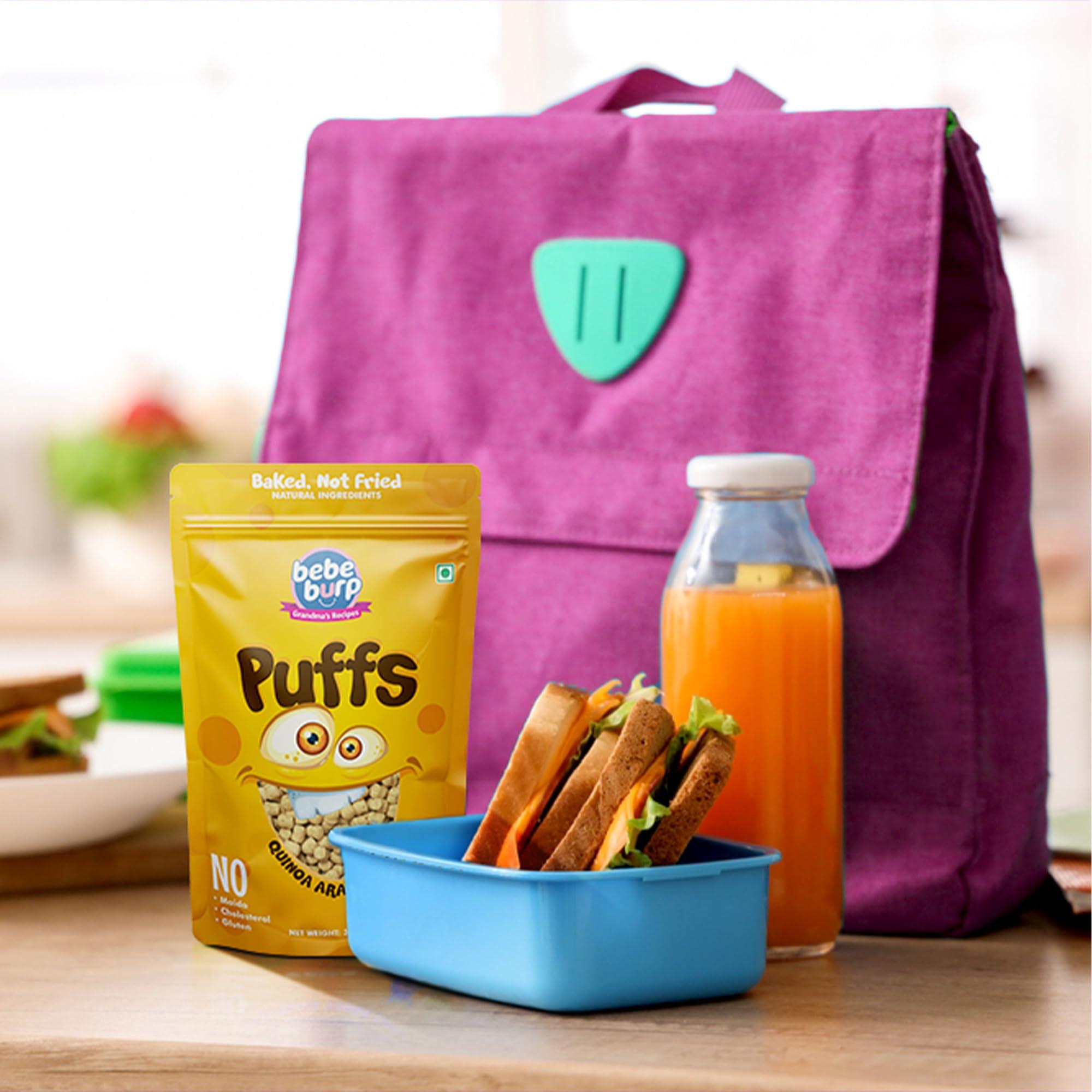 BE\'BE\' BURP BE\'BE\' BURP Healthy Puff Snacks | Quinoa Arabic Herbs | Baked Puffs, Not Fried, Protein Snacks | No Maida & Gluten-Free | Travel-Friendly | 35gms Each (Pack of 4)