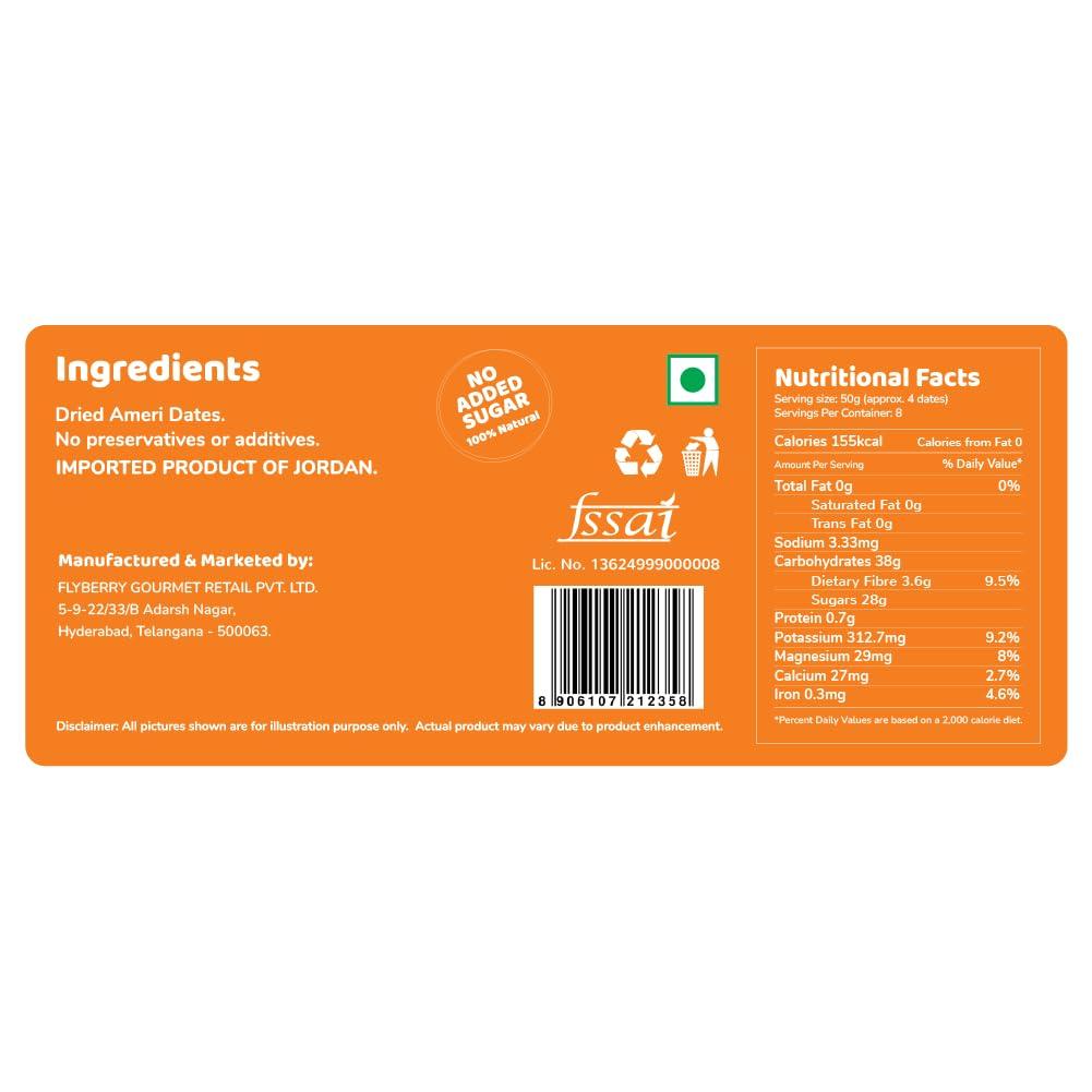 Flyberry Gourmet Flyberry Gourmet Ameri Dates (Khajoor/Khajur) 800g | 100% Natural | Rich in Calcium, Iron and Potassium | Instant Energy