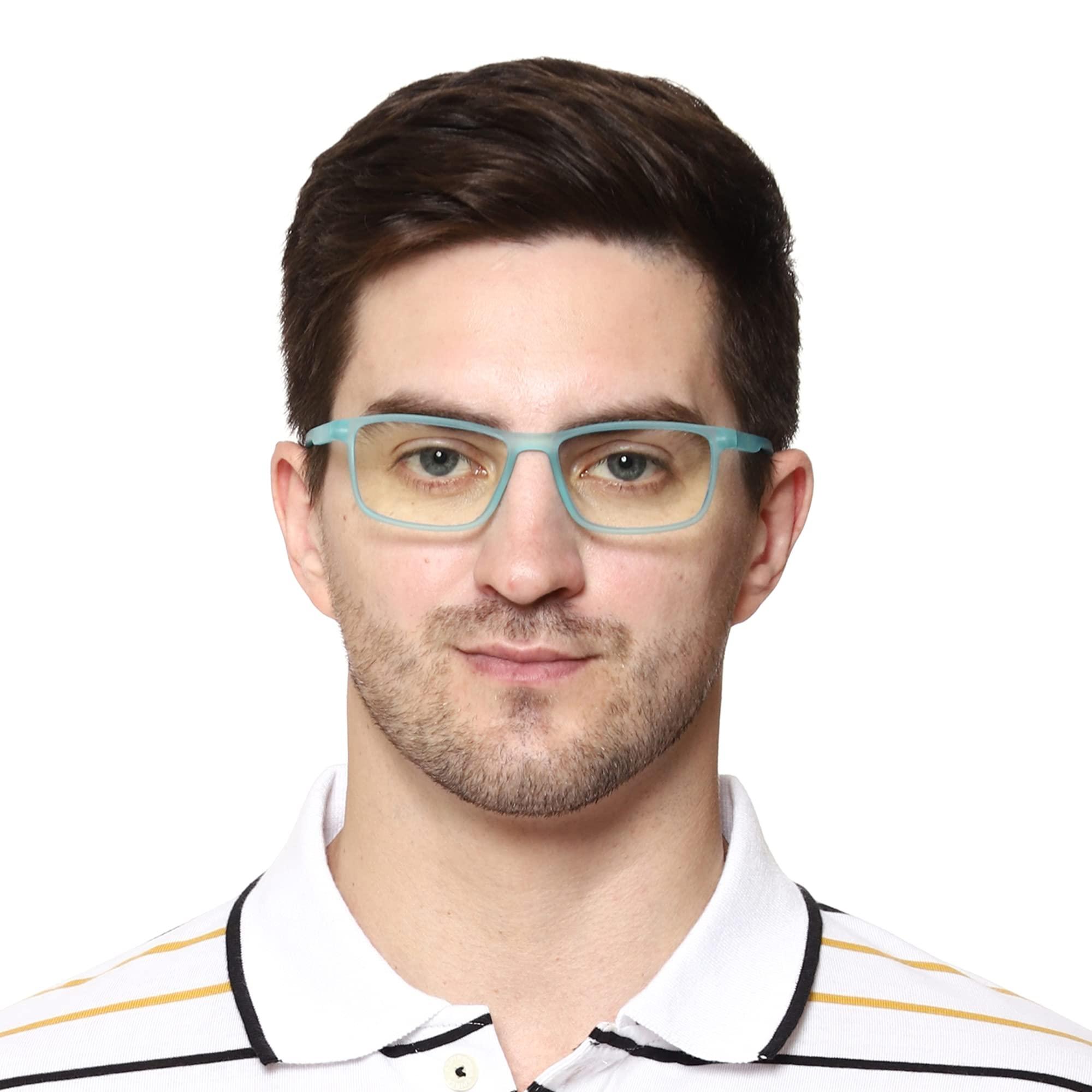 Aferelle Meganfox | Zero Power Bluecut & Antiglare Computer Eyeglasses For Men and Women | Full Rim Rectangle| CR Lens | TR90 Frame | | Medium (Matt Light Turquoise)