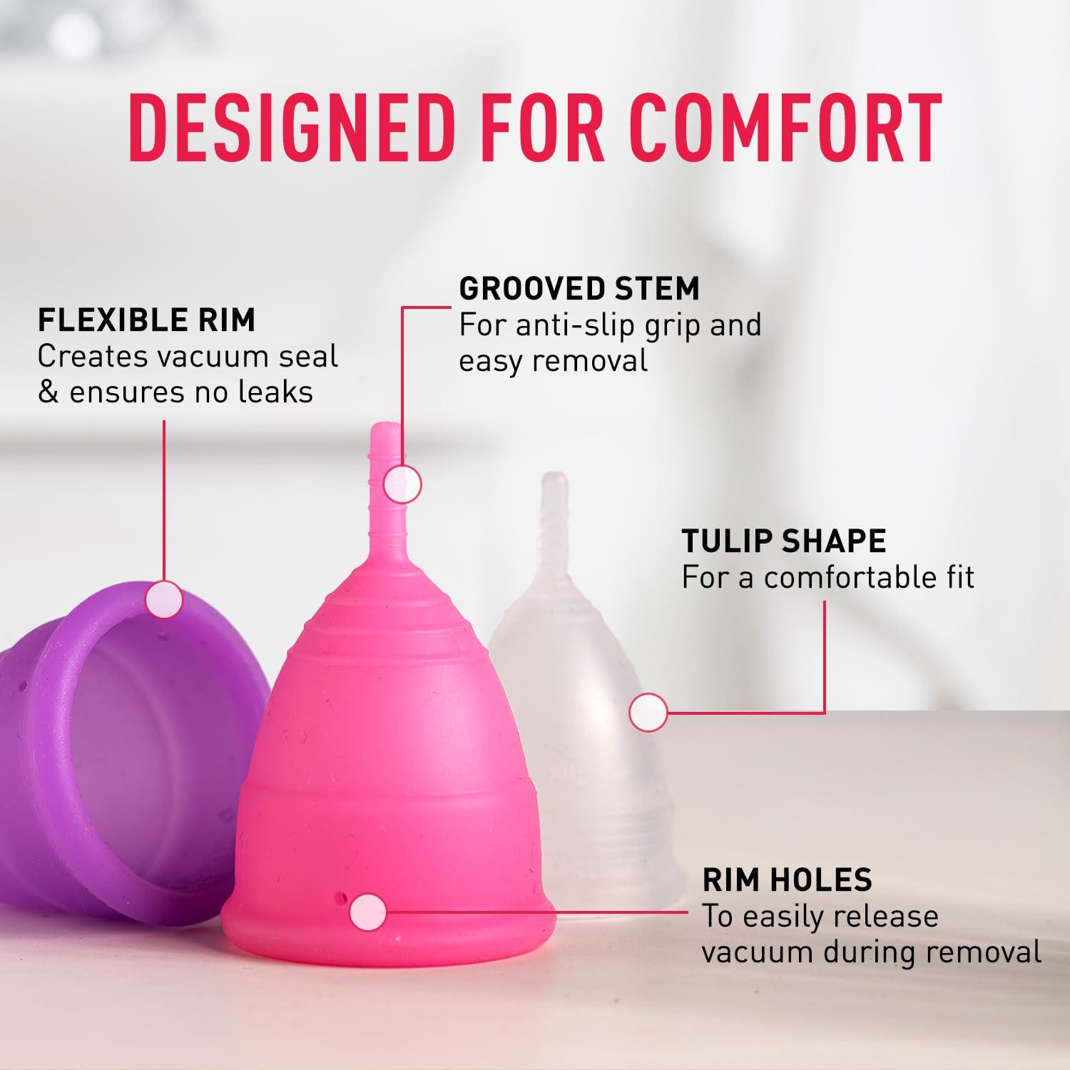 Sirona Sirona Reusable Menstrual Cup for Women | Medium and Small Size with Pouch | Ultra Soft, Odour and Rash Free | 100% Medical Grade Silicone | No Leakage | Protection for Up to 8-10 Hours | FDA Approved