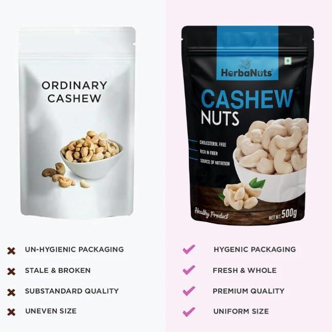 Almond Associates Almond Associates (HerbaNuts) Cashew Nuts 500gms, Split Broken 4 Pieces, Cashew Halves, Kaju Dry Fruit | Kaju Tukadi (Kaju Tukda/Kaju Fada)