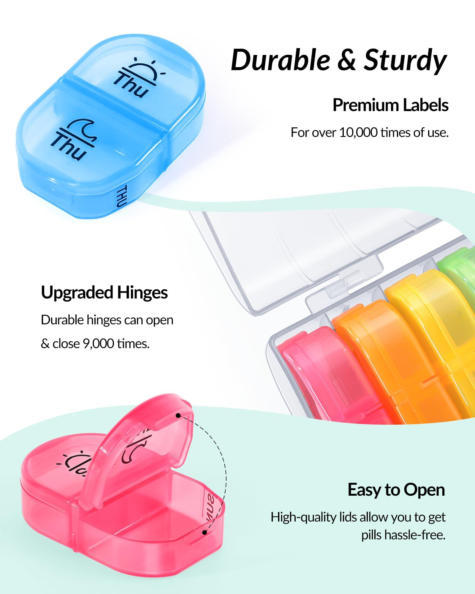 ZIKEE Zikee Weekly Pill Organizer 2 Times a Day, AM PM Pill Box with 7 Detachable Pill Case to Hold Medicine, Medication, Vitamins and Fish Oils (Clear)