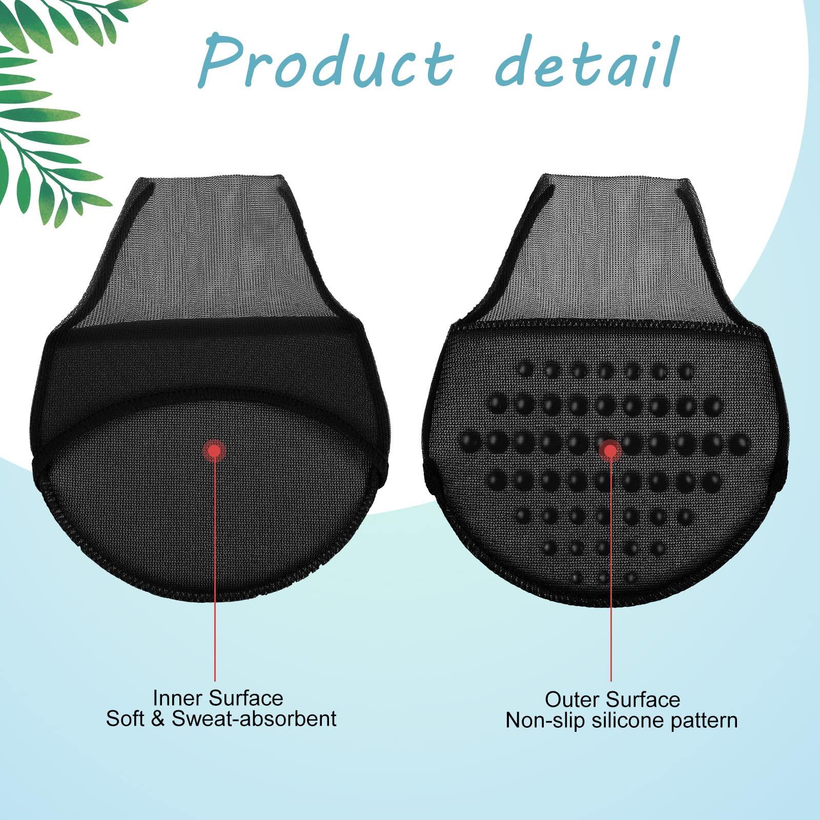 Sintege 10 Pairs Women\'s Toe Topper Socks with Padding Pads Covers Forefoot Pads Cushions Half Socks Non Skid Reusable Protectors, Black, one size